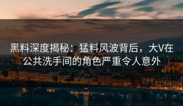 黑料深度揭秘：猛料风波背后，大V在公共洗手间的角色严重令人意外