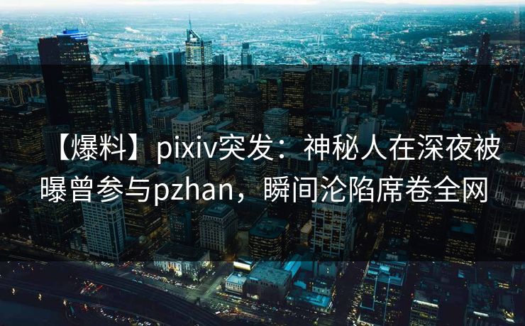 【爆料】pixiv突发：神秘人在深夜被曝曾参与pzhan，瞬间沦陷席卷全网