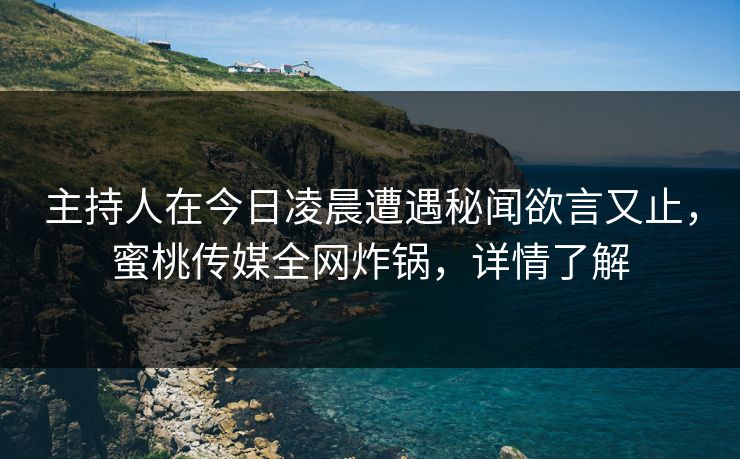 主持人在今日凌晨遭遇秘闻欲言又止，蜜桃传媒全网炸锅，详情了解