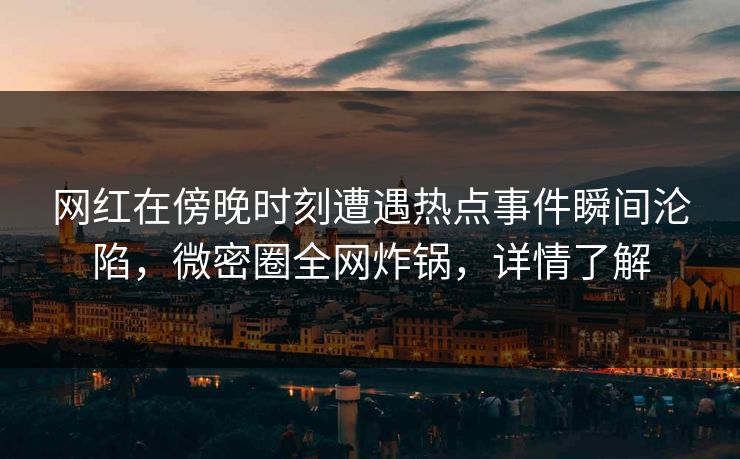 网红在傍晚时刻遭遇热点事件瞬间沦陷，微密圈全网炸锅，详情了解