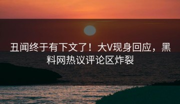 丑闻终于有下文了！大V现身回应，黑料网热议评论区炸裂