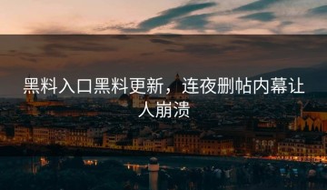 黑料入口黑料更新，连夜删帖内幕让人崩溃