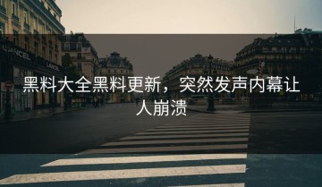 黑料大全黑料更新，突然发声内幕让人崩溃