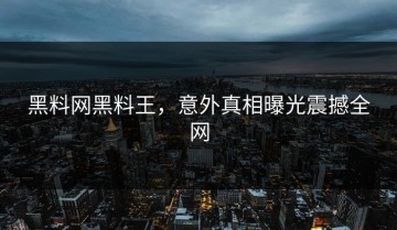 黑料网黑料王，意外真相曝光震撼全网