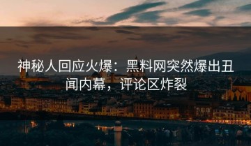 神秘人回应火爆：黑料网突然爆出丑闻内幕，评论区炸裂