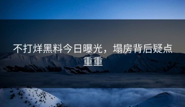 不打烊黑料今日曝光，塌房背后疑点重重
