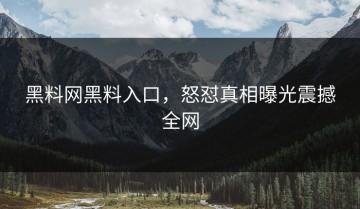 黑料网黑料入口，怒怼真相曝光震撼全网