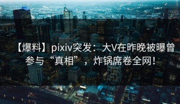 【爆料】pixiv突发：大V在昨晚被曝曾参与“真相”，炸锅席卷全网！