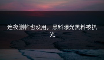连夜删帖也没用，黑料曝光黑料被扒光