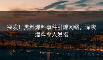 突发！黑料爆料事件引爆网络，深夜爆料令人发指
