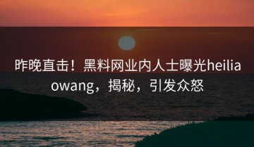 昨晚直击！黑料网业内人士曝光heiliaowang，揭秘，引发众怒