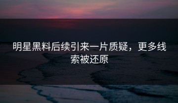 明星黑料后续引来一片质疑，更多线索被还原