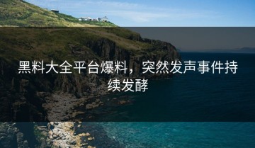 黑料大全平台爆料，突然发声事件持续发酵