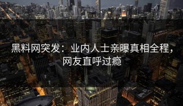 黑料网突发：业内人士亲曝真相全程，网友直呼过瘾