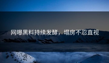 网曝黑料持续发酵，塌房不忍直视