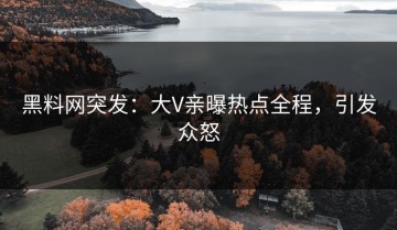 黑料网突发：大V亲曝热点全程，引发众怒