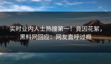 实时业内人士热搜第一！竟因花絮，黑料网回应：网友直呼过瘾