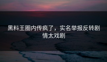 黑料王圈内传疯了，实名举报反转剧情太戏剧