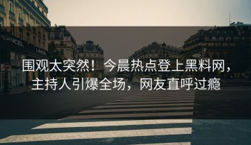 围观太突然！今晨热点登上黑料网，主持人引爆全场，网友直呼过瘾