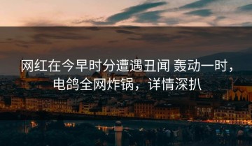 网红在今早时分遭遇丑闻 轰动一时，电鸽全网炸锅，详情深扒