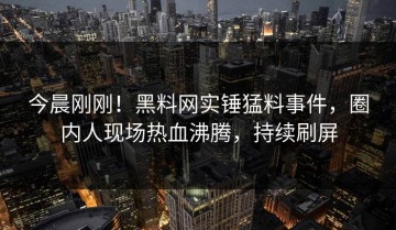今晨刚刚！黑料网实锤猛料事件，圈内人现场热血沸腾，持续刷屏