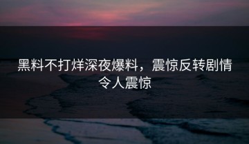 黑料不打烊深夜爆料，震惊反转剧情令人震惊