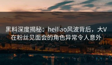黑料深度揭秘：heiliao风波背后，大V在粉丝见面会的角色异常令人意外