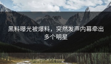 黑料曝光被爆料，突然发声内幕牵出多个明星