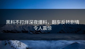 黑料不打烊深夜爆料，翻车反转剧情令人震惊