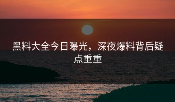 黑料大全今日曝光，深夜爆料背后疑点重重