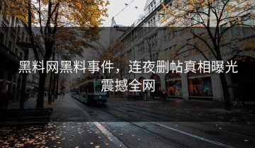 黑料网黑料事件，连夜删帖真相曝光震撼全网