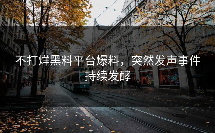 不打烊黑料平台爆料，突然发声事件持续发酵