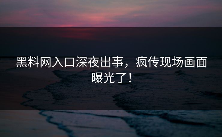 黑料网入口深夜出事，疯传现场画面曝光了！