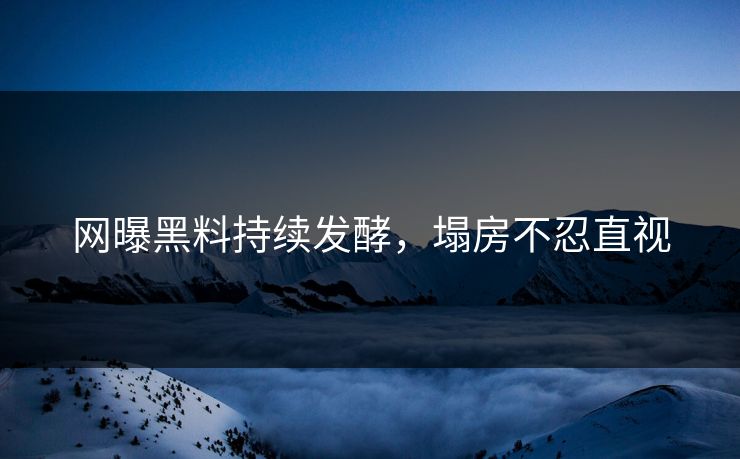 网曝黑料持续发酵，塌房不忍直视