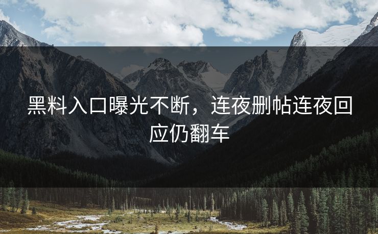 黑料入口曝光不断，连夜删帖连夜回应仍翻车