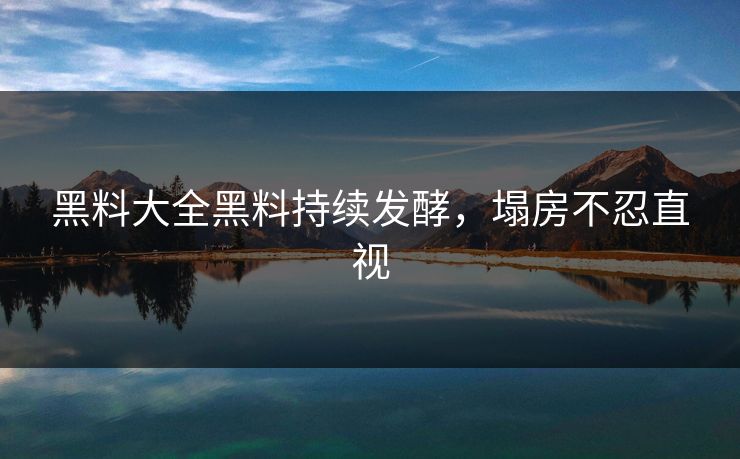 黑料大全黑料持续发酵，塌房不忍直视
