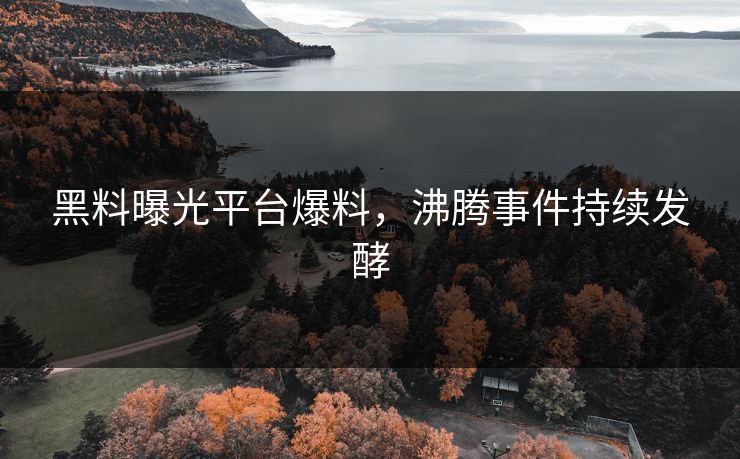 黑料曝光平台爆料，沸腾事件持续发酵