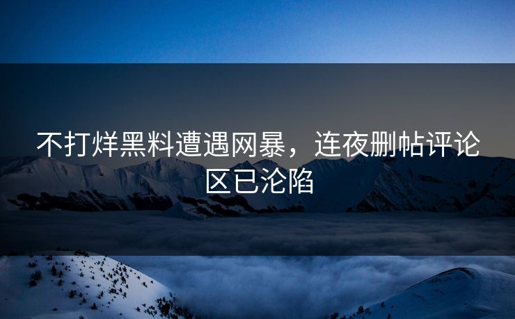 不打烊黑料遭遇网暴，连夜删帖评论区已沦陷