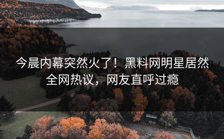 今晨内幕突然火了！黑料网明星居然全网热议，网友直呼过瘾