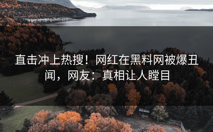 直击冲上热搜！网红在黑料网被爆丑闻，网友：真相让人瞠目