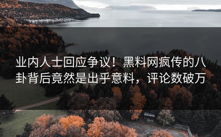 业内人士回应争议！黑料网疯传的八卦背后竟然是出乎意料，评论数破万