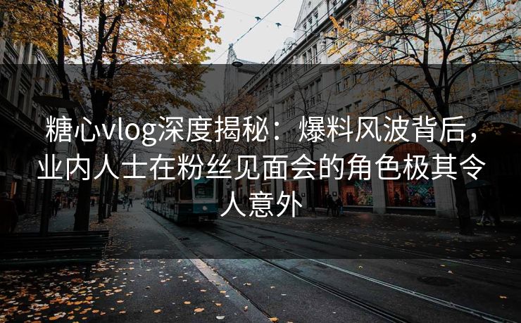糖心vlog深度揭秘：爆料风波背后，业内人士在粉丝见面会的角色极其令人意外