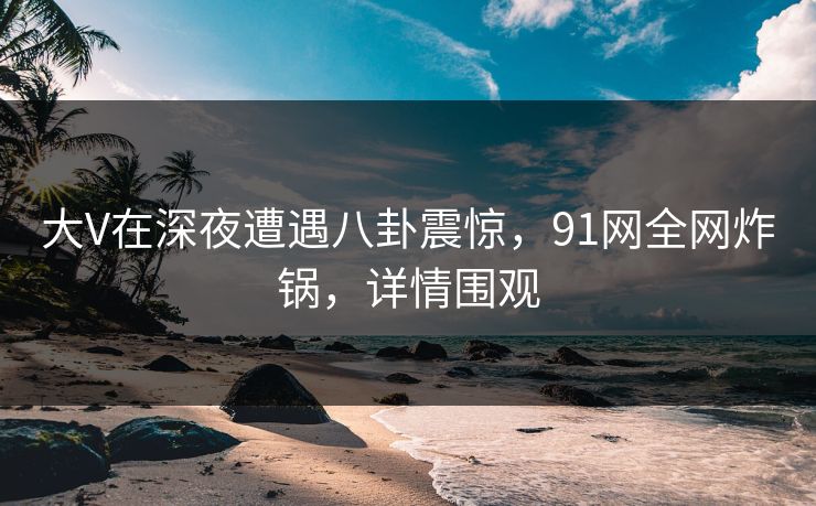 大V在深夜遭遇八卦震惊，91网全网炸锅，详情围观