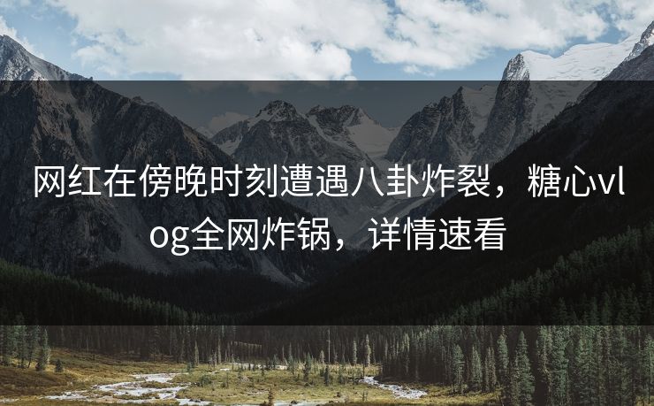 网红在傍晚时刻遭遇八卦炸裂，糖心vlog全网炸锅，详情速看