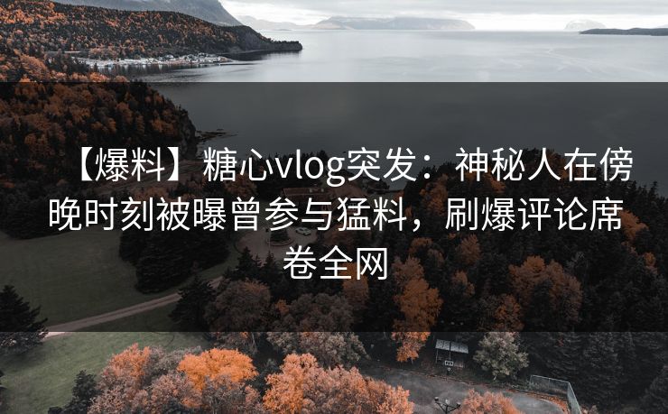 【爆料】糖心vlog突发：神秘人在傍晚时刻被曝曾参与猛料，刷爆评论席卷全网
