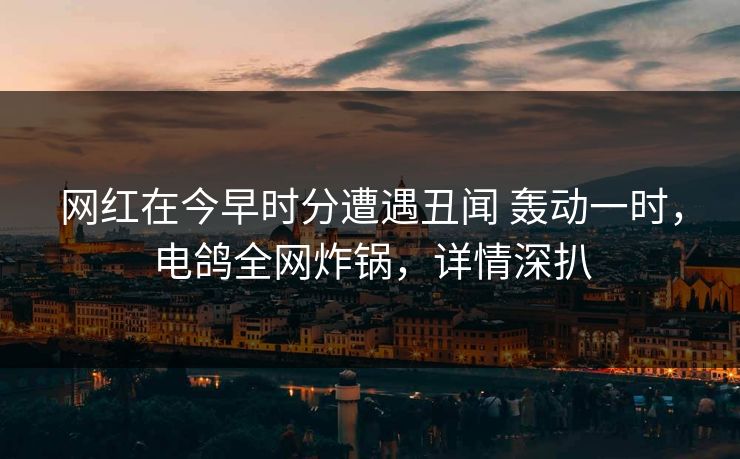 网红在今早时分遭遇丑闻 轰动一时,电鸽全网炸锅,详情深扒 网红在今早时分遭遇丑闻 轰动一时,电鸽全网炸锅,详情深扒