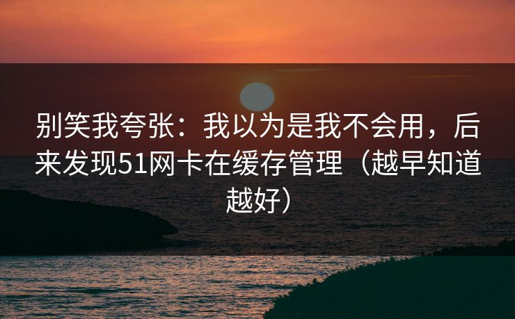 别笑我夸张：我以为是我不会用，后来发现51网卡在缓存管理（越早知道越好）