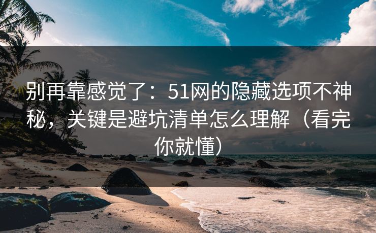 别再靠感觉了：51网的隐藏选项不神秘，关键是避坑清单怎么理解（看完你就懂）